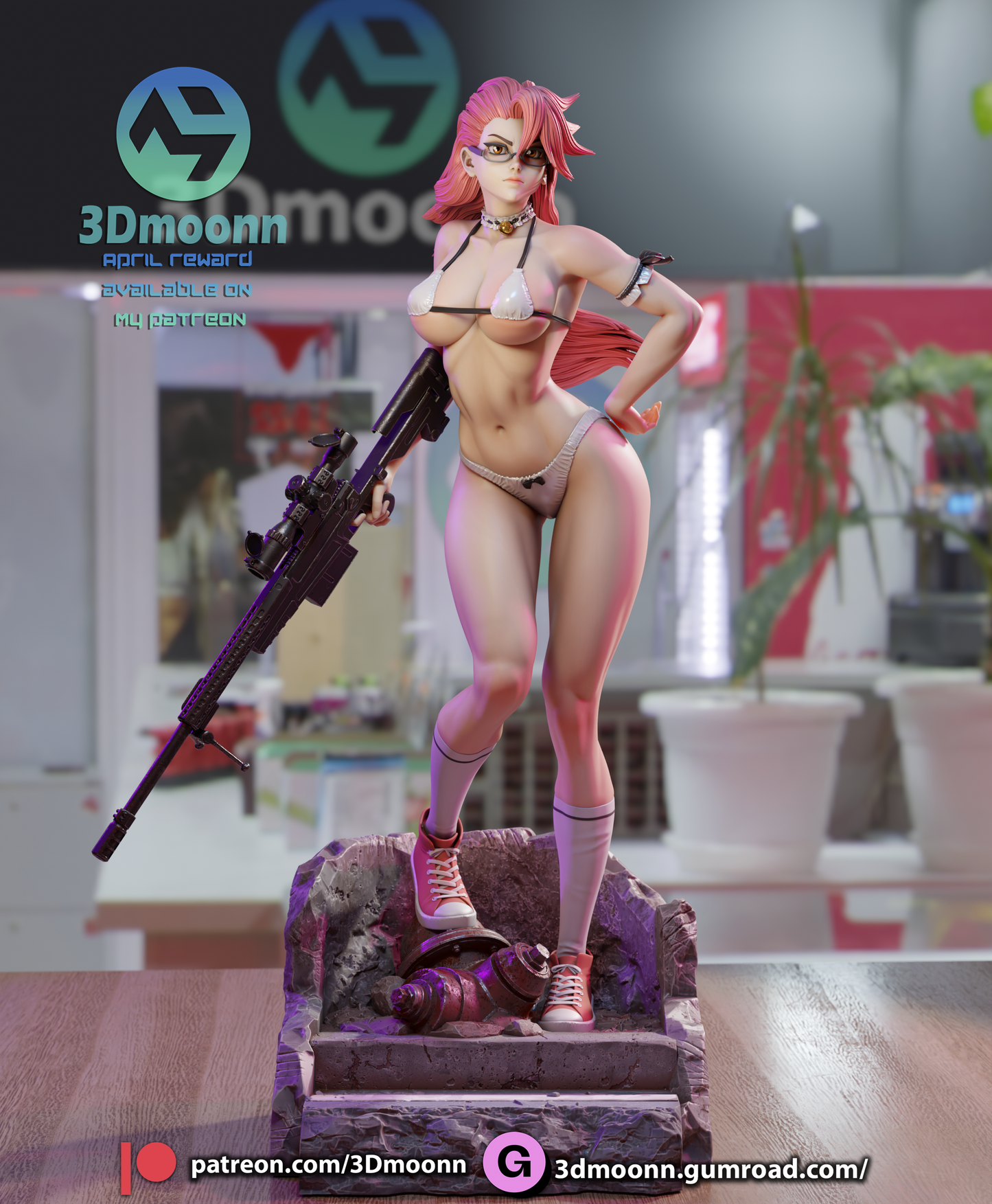 Estatua y miniatura de pin-up