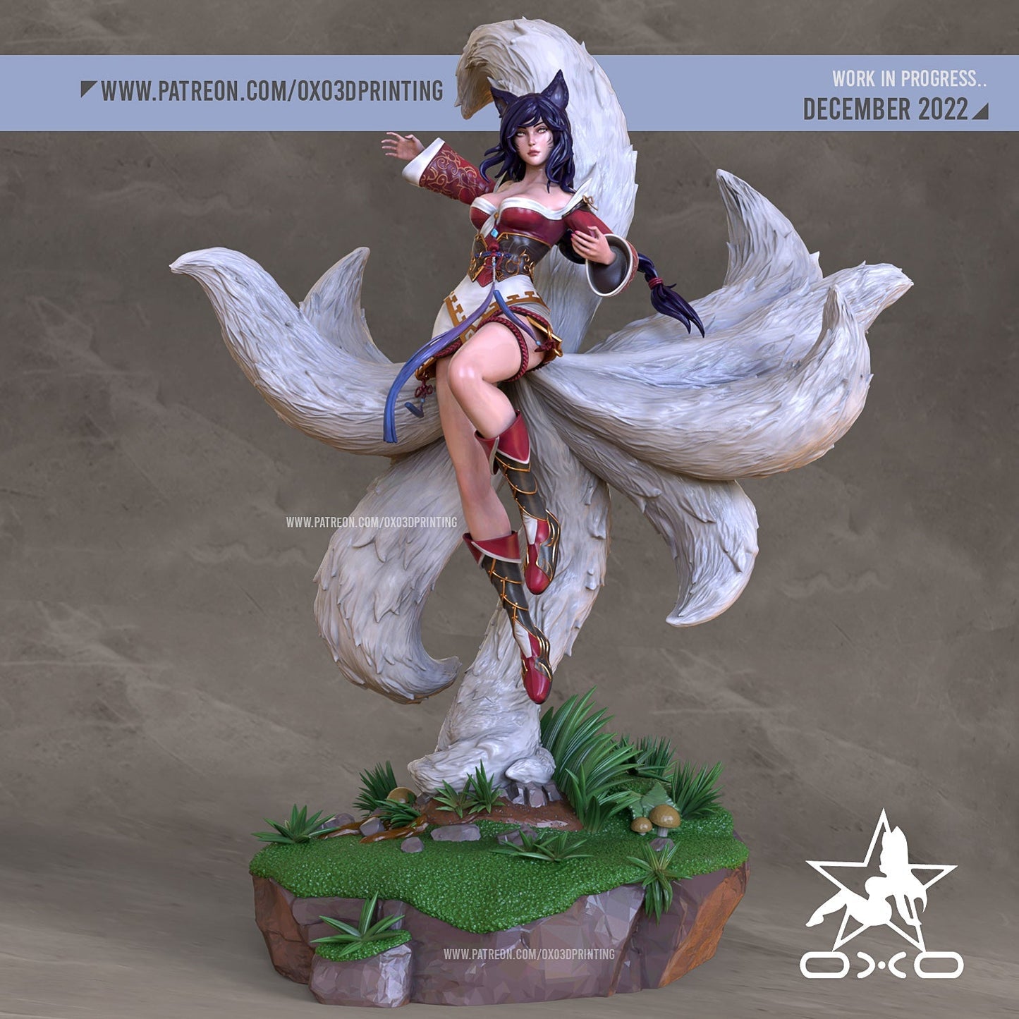Ahri Nine Tailed Fox - OXO3D - Dark Forge Arts