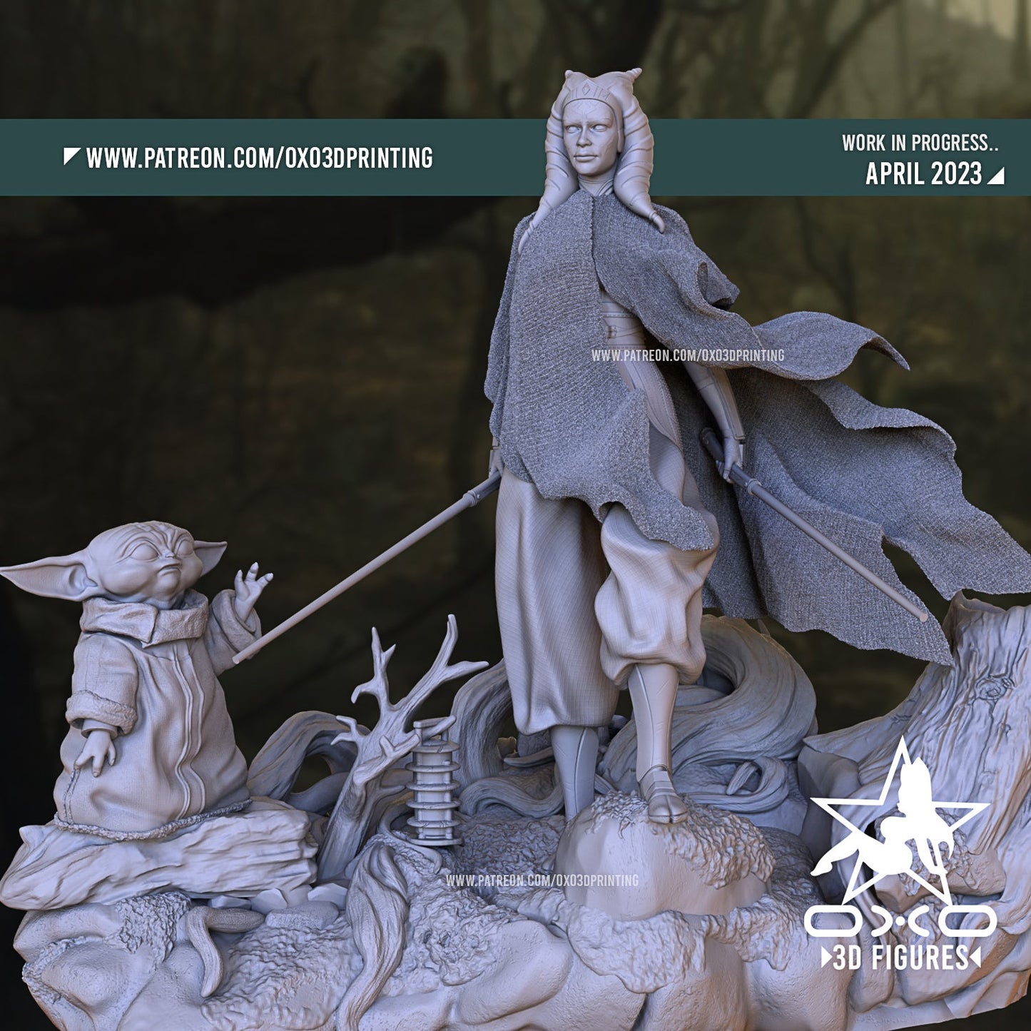 Ahsoka and Grogu - OXO3D - Dark Forge Arts