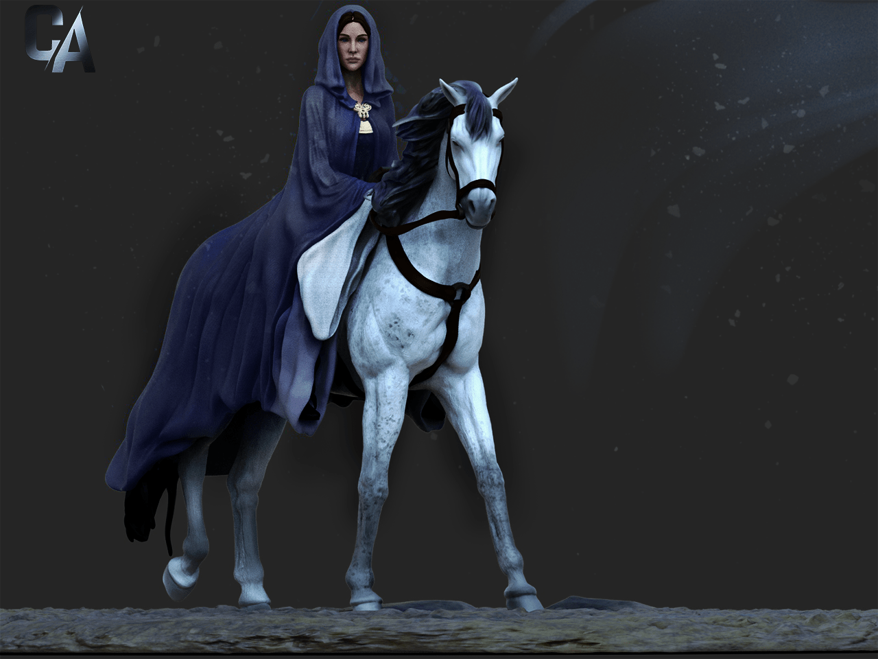 Arwen on horse - CA 3D Studios - Dark Forge Arts