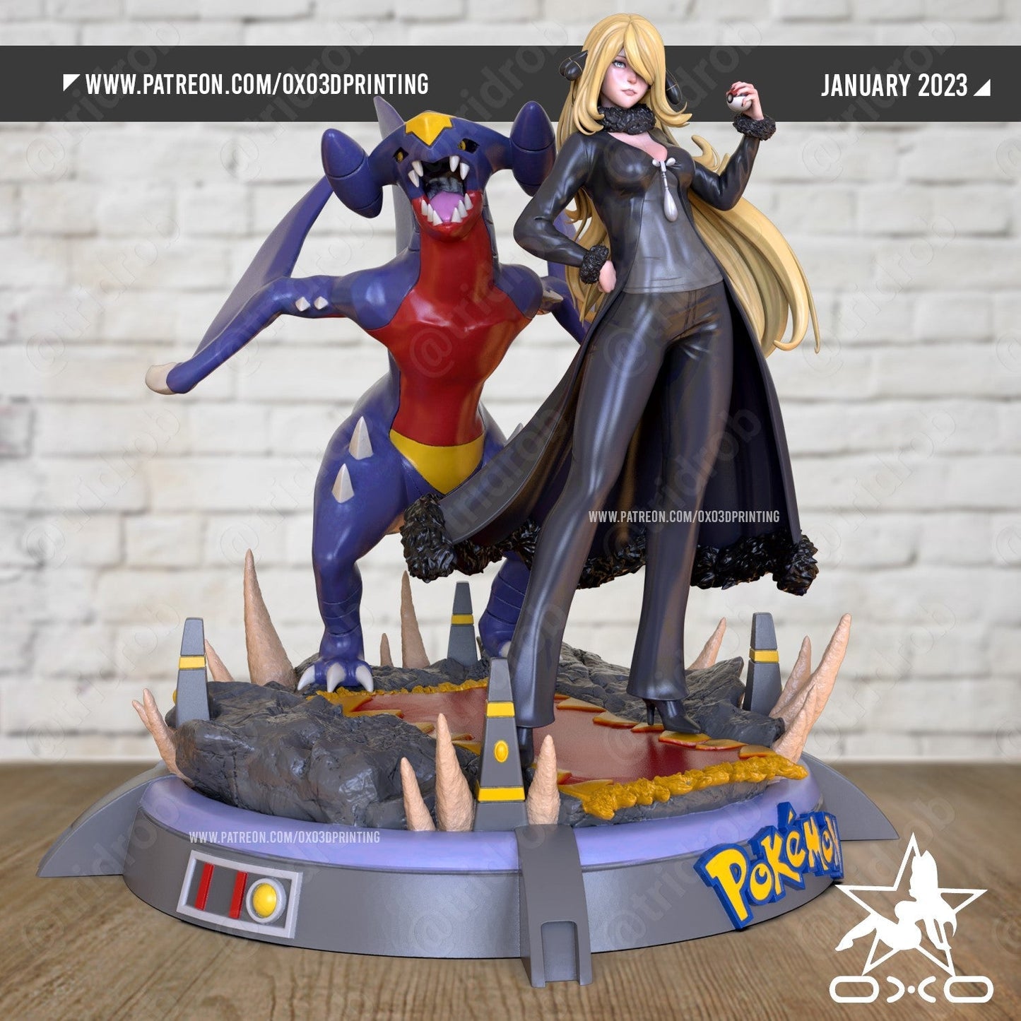 Cynthia and Garchom - OXO3D - Dark Forge Arts