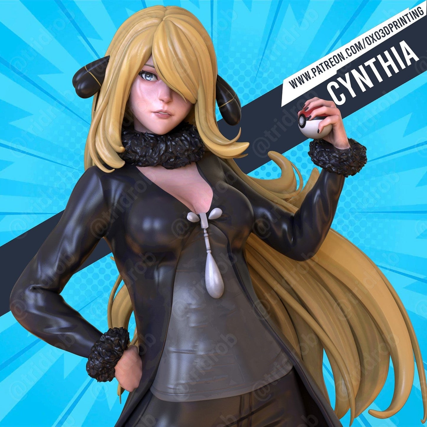 Cynthia and Garchom - OXO3D - Dark Forge Arts