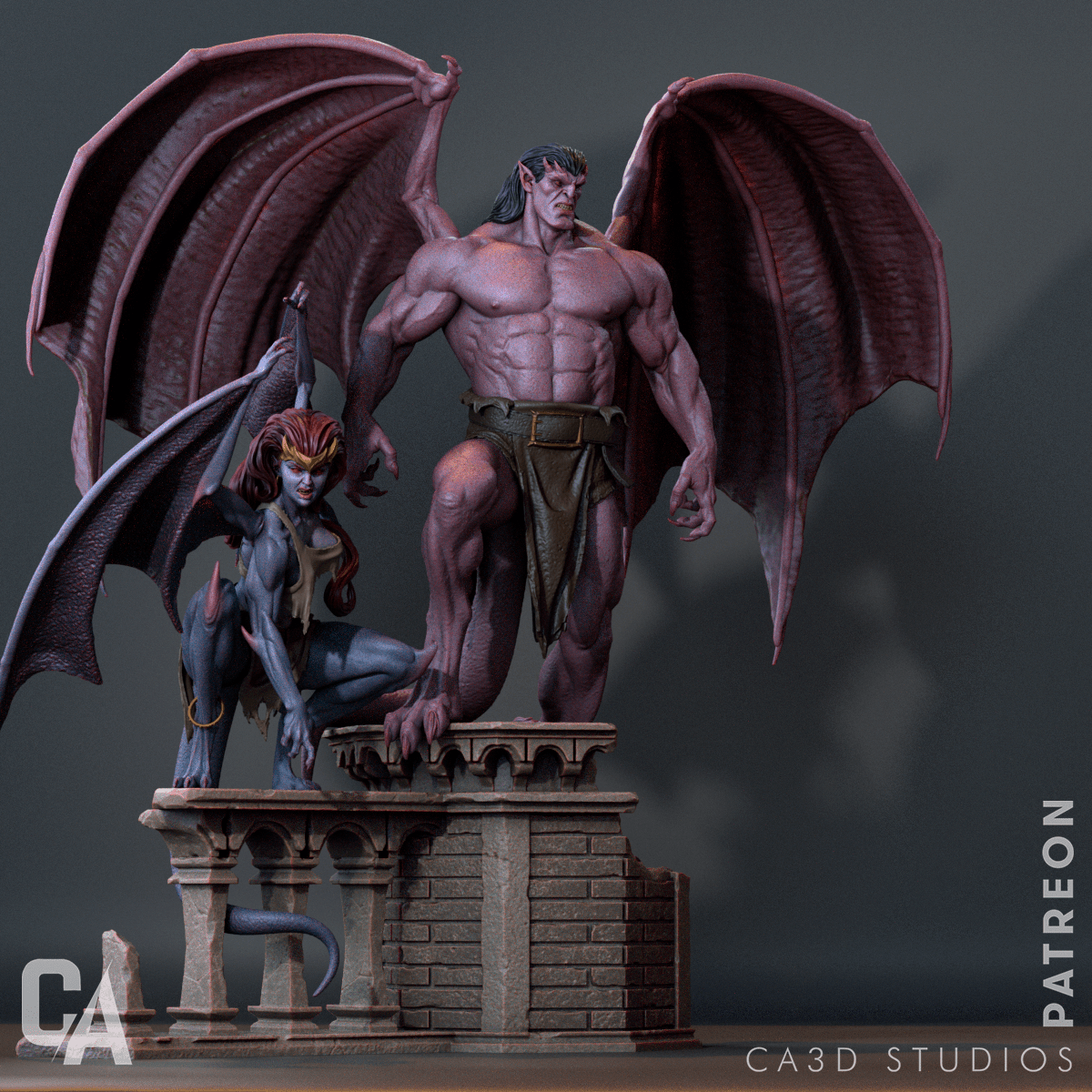 Demona and Goliath - CA 3D Studios - Dark Forge Arts