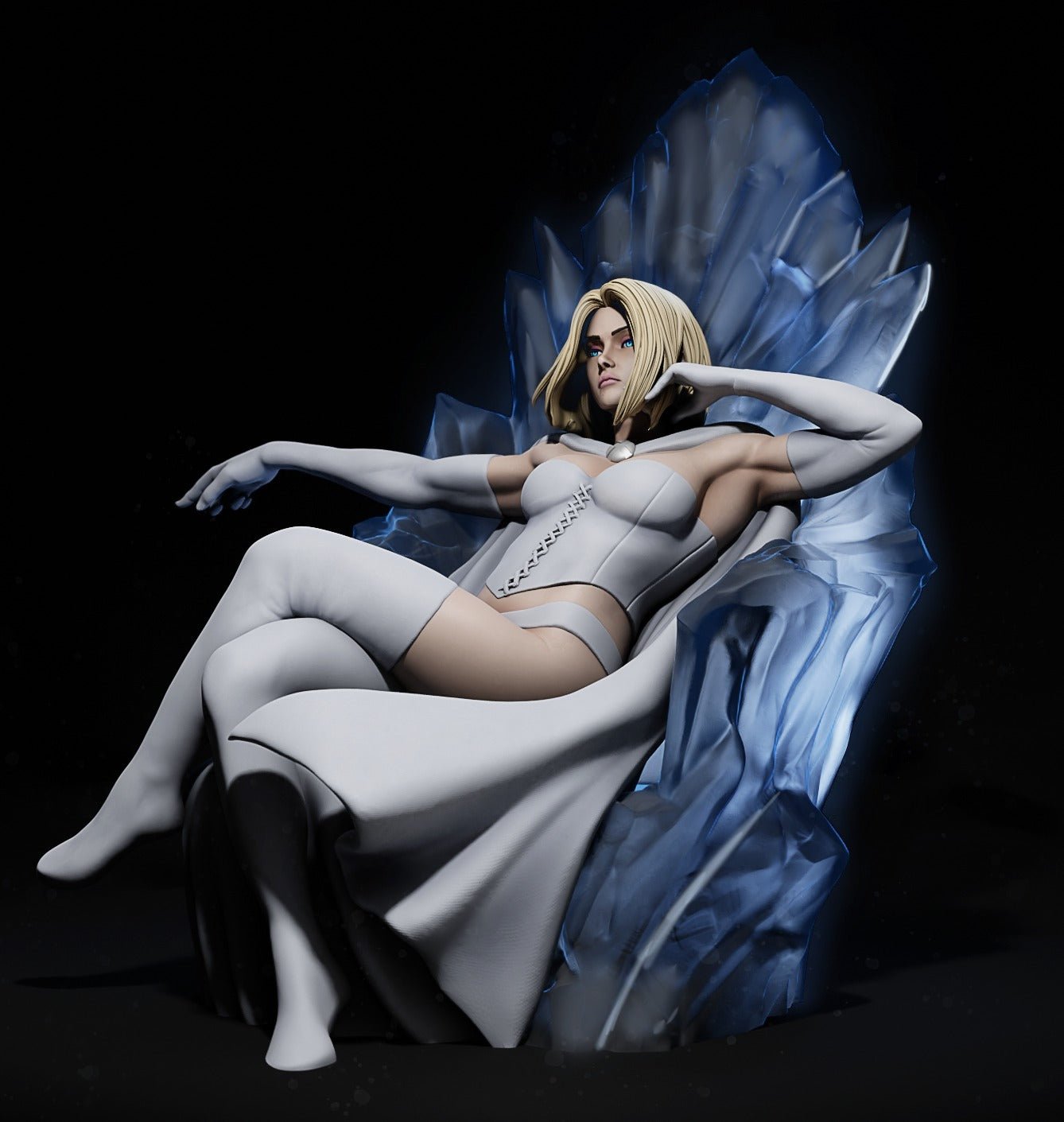 Emma Frost on Throne - CA 3D Studios - Dark Forge Arts