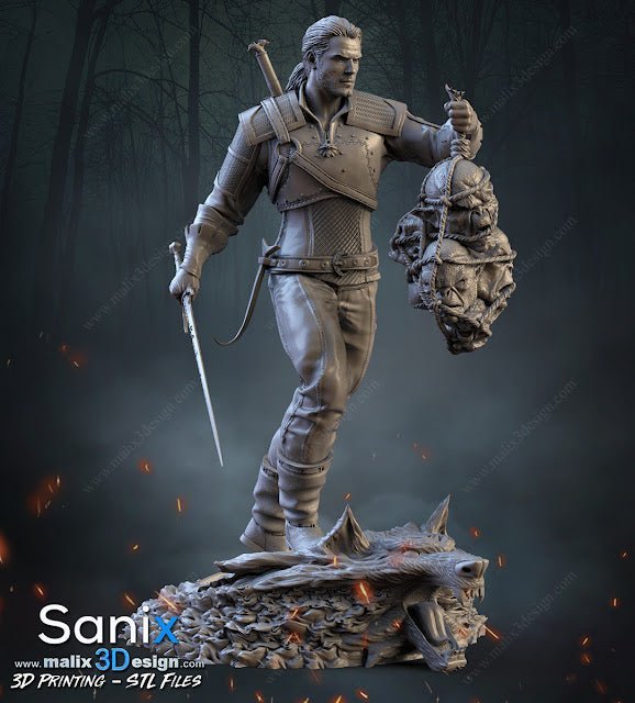 Geralt of Rivia - Sanix3D - Dark Forge Arts