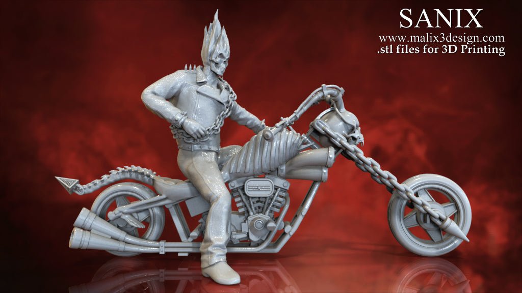 Ghost Rider on Motorcycle - Sanix3D - Dark Forge Arts