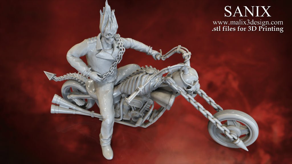 Ghost Rider on Motorcycle - Sanix3D - Dark Forge Arts