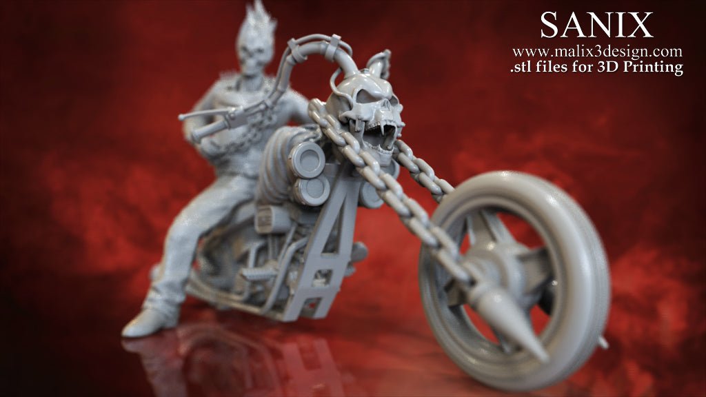 Ghost Rider on Motorcycle - Sanix3D - Dark Forge Arts