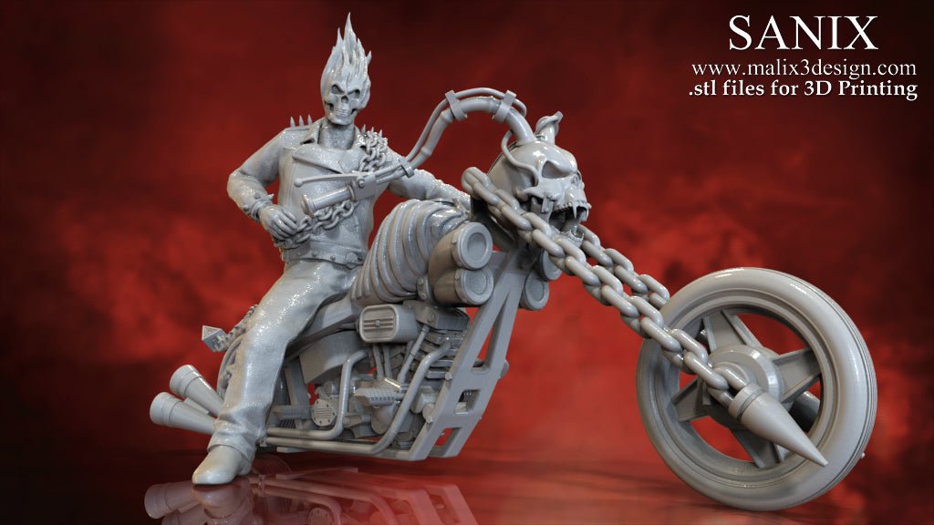 Ghost Rider on Motorcycle - Sanix3D - Dark Forge Arts