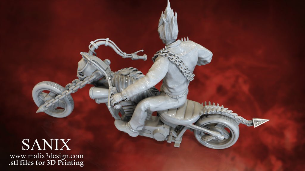 Ghost Rider on Motorcycle - Sanix3D - Dark Forge Arts