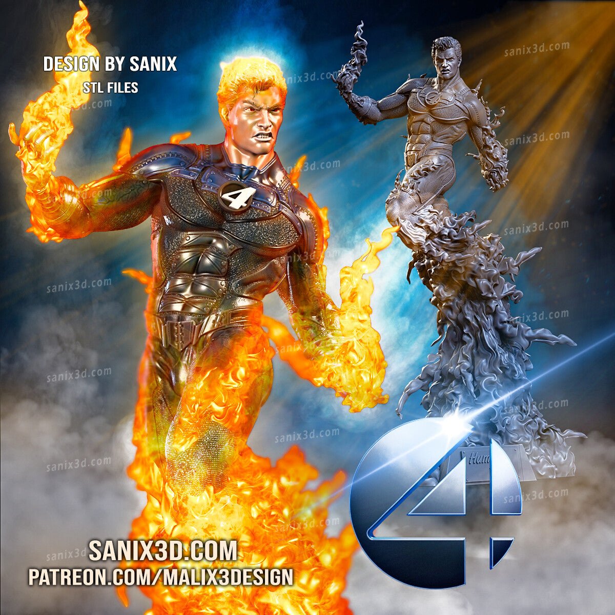 Human Torch - Fantastic Four - Sanix3D - Dark Forge Arts
