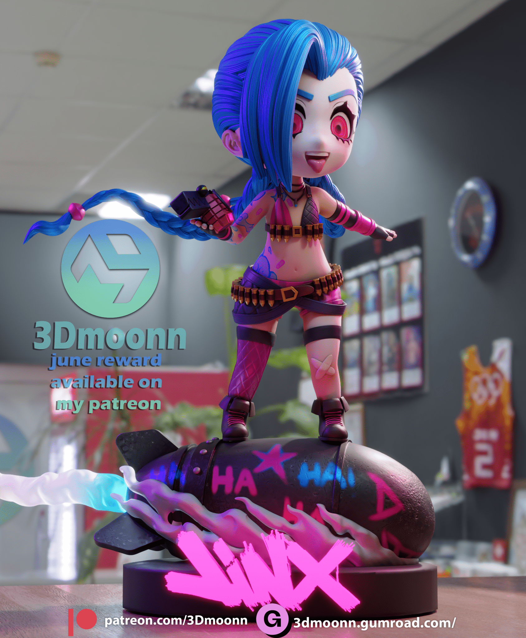 Jinx Chibi - 3DMoonn - Dark Forge Arts