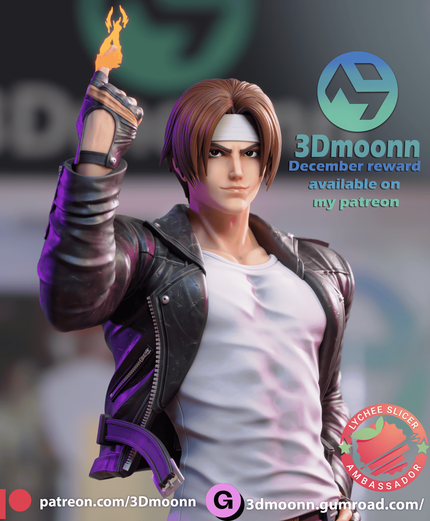 Kyo Kusanagi - 3DMoonn - Dark Forge Arts