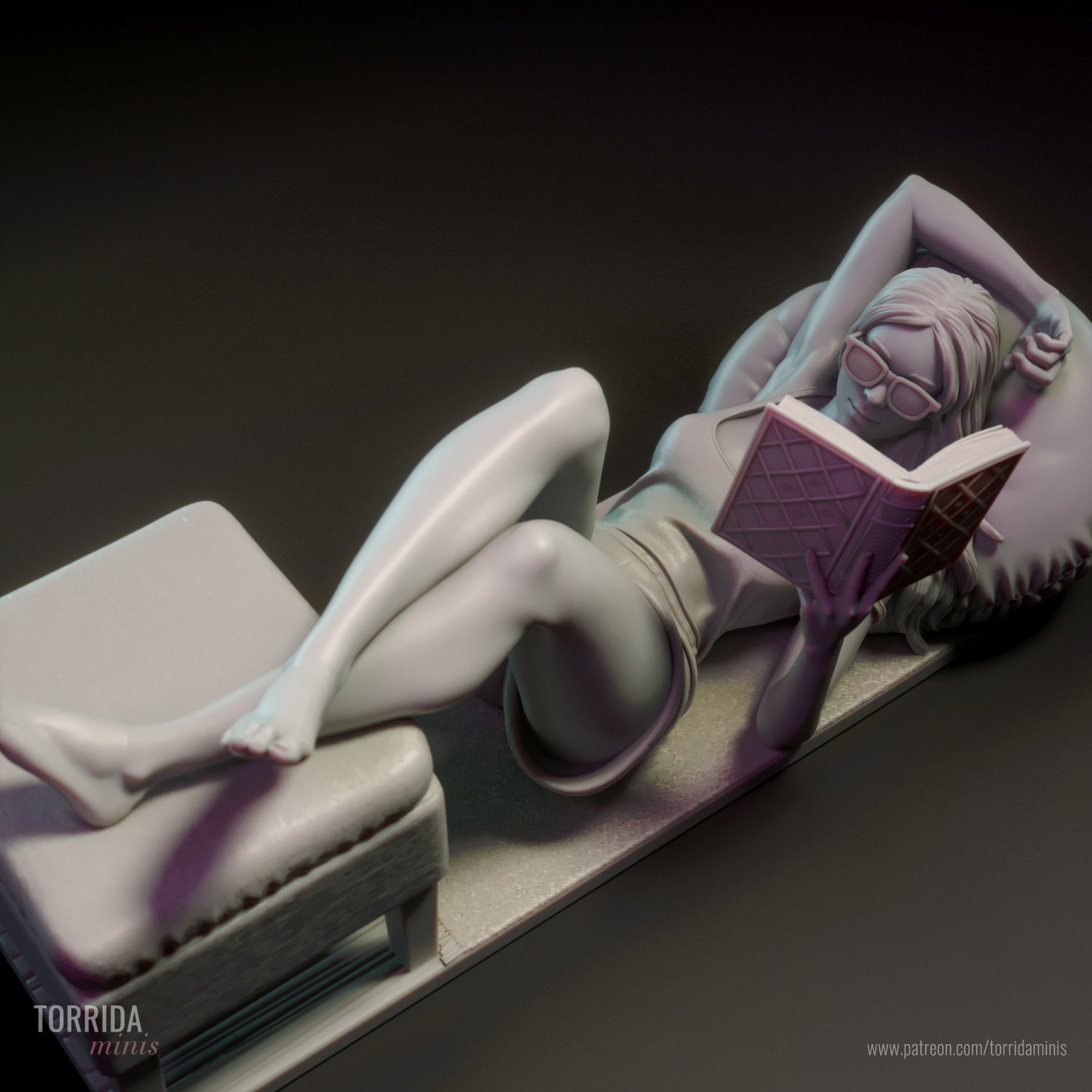 Moon A Woman Reading a Book - Torrida Minis - Dark Forge Arts