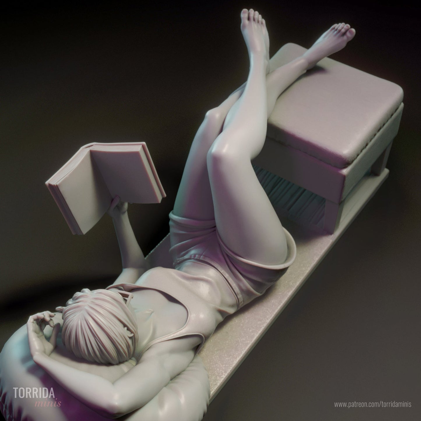 Moon A Woman Reading a Book - Torrida Minis - Dark Forge Arts