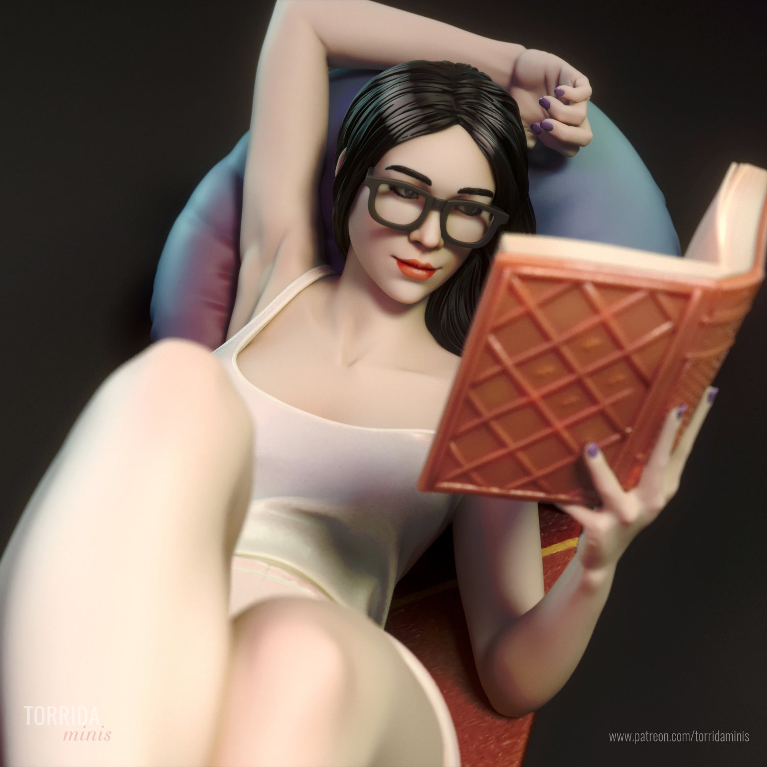 Moon A Woman Reading a Book - Torrida Minis - Dark Forge Arts