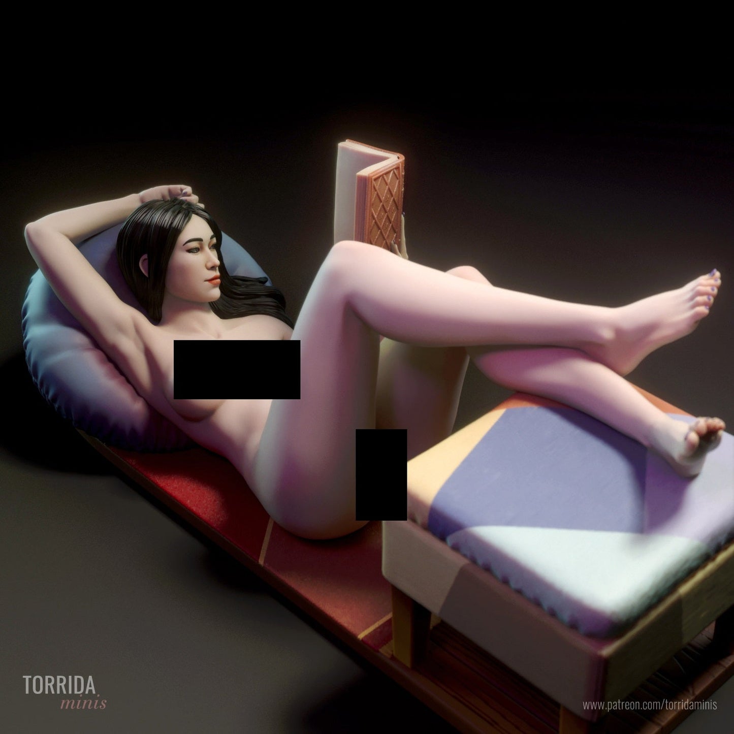 Moon A Woman Reading a Book - Torrida Minis - Dark Forge Arts