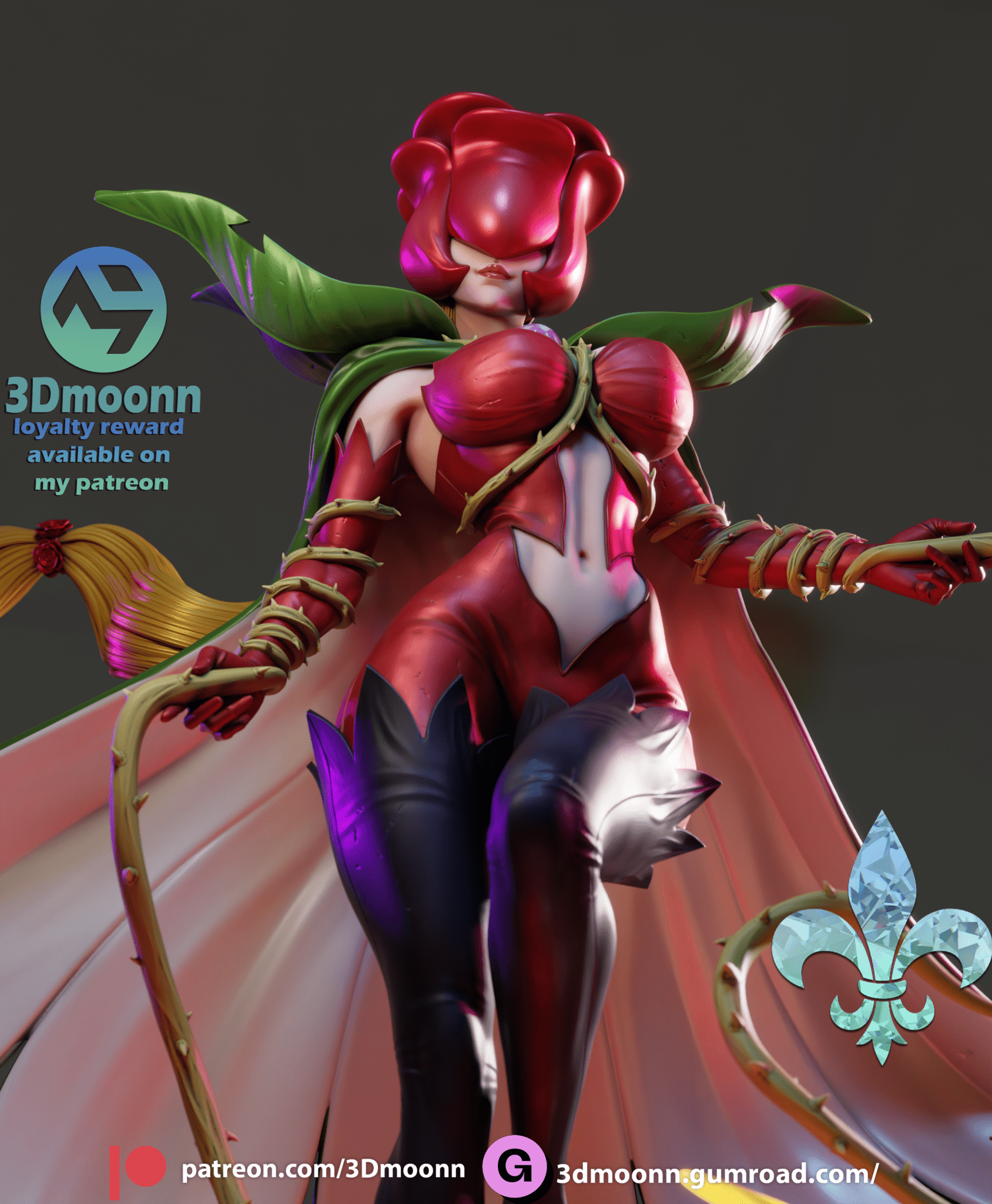 Rosemon - 3DMoonn - Dark Forge Arts