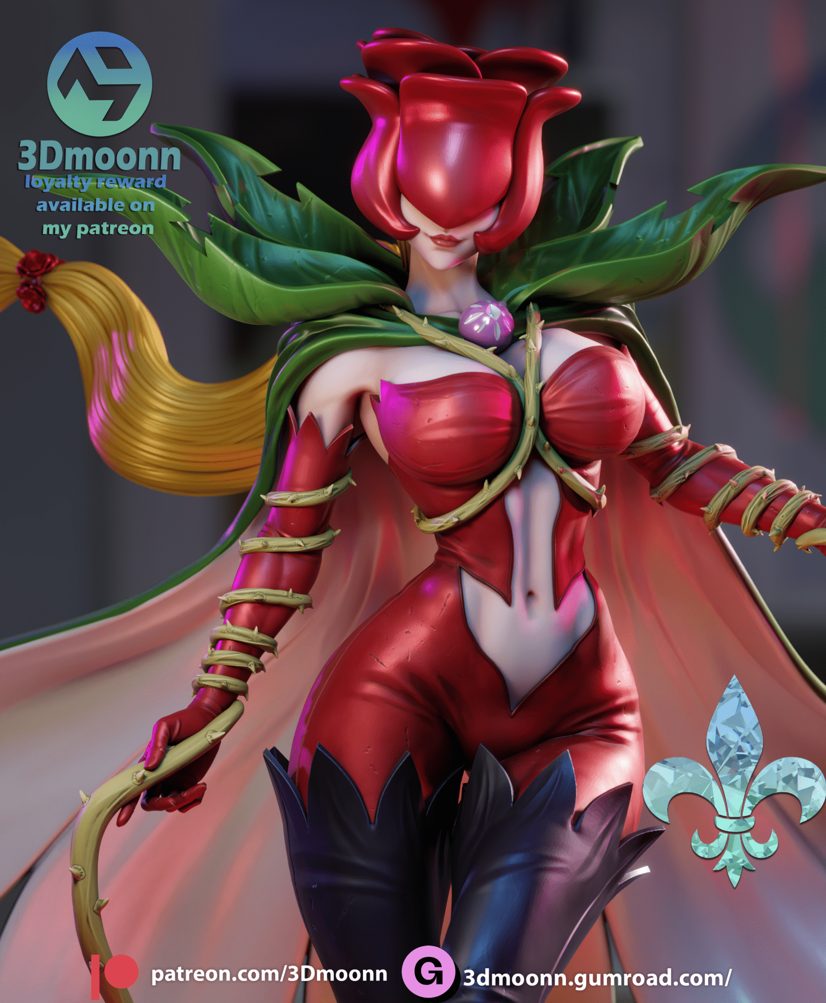 Rosemon - 3DMoonn - Dark Forge Arts