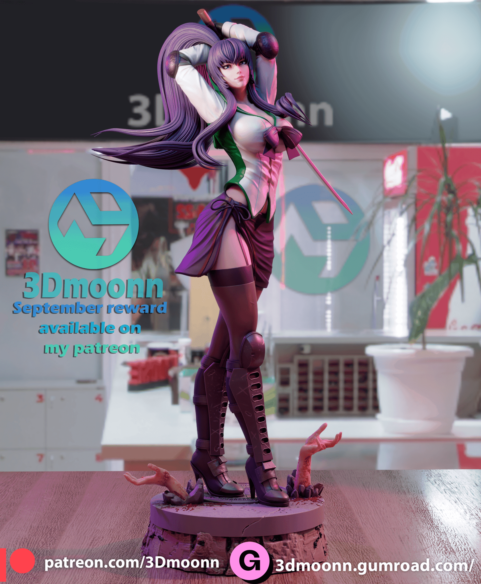 Saeko Busujima - 3DMoonn - Dark Forge Arts