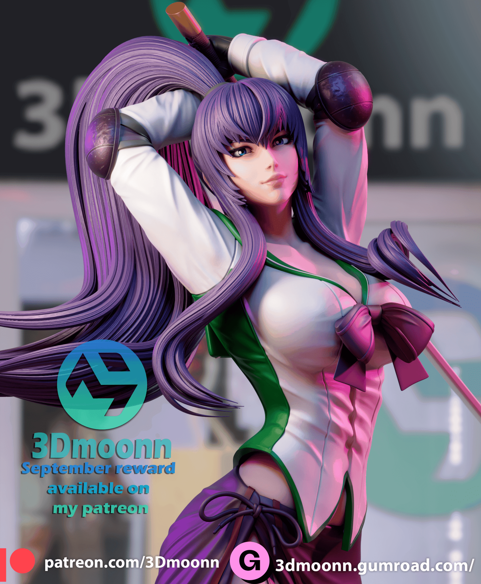 Saeko Busujima - 3DMoonn - Dark Forge Arts
