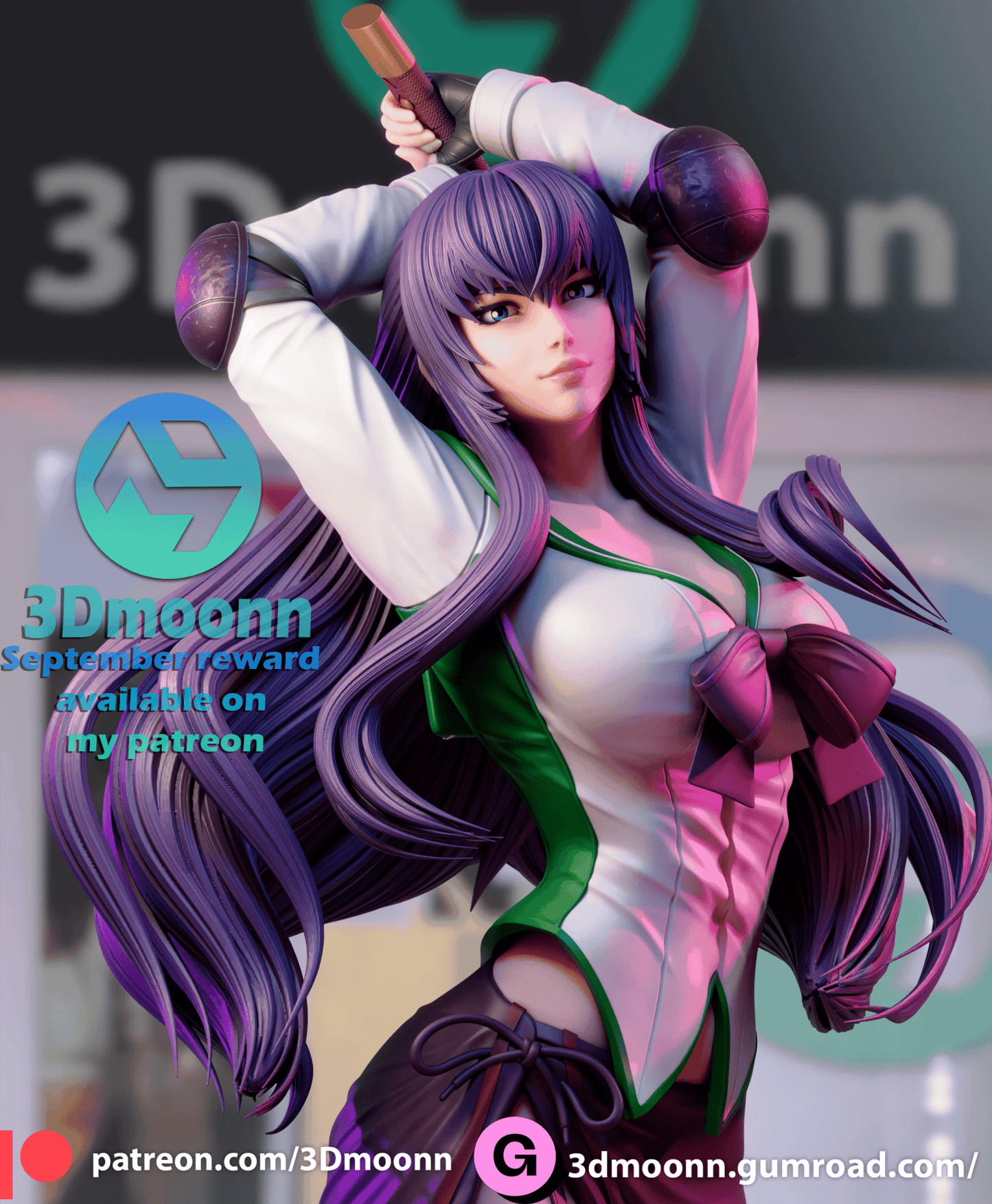 Saeko Busujima - 3DMoonn - Dark Forge Arts