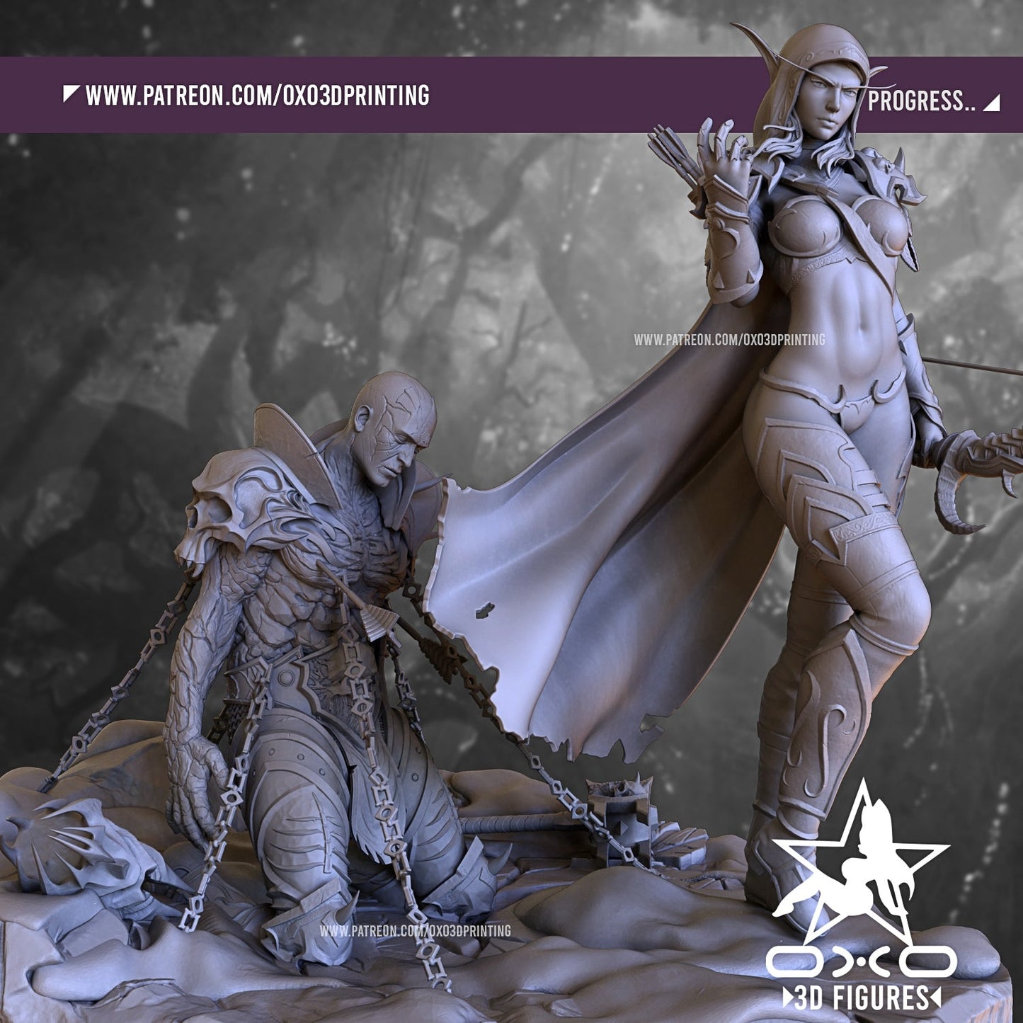 Sylvanas Windrunner and Bolvar Fordragon - OXO3D - Dark Forge Arts