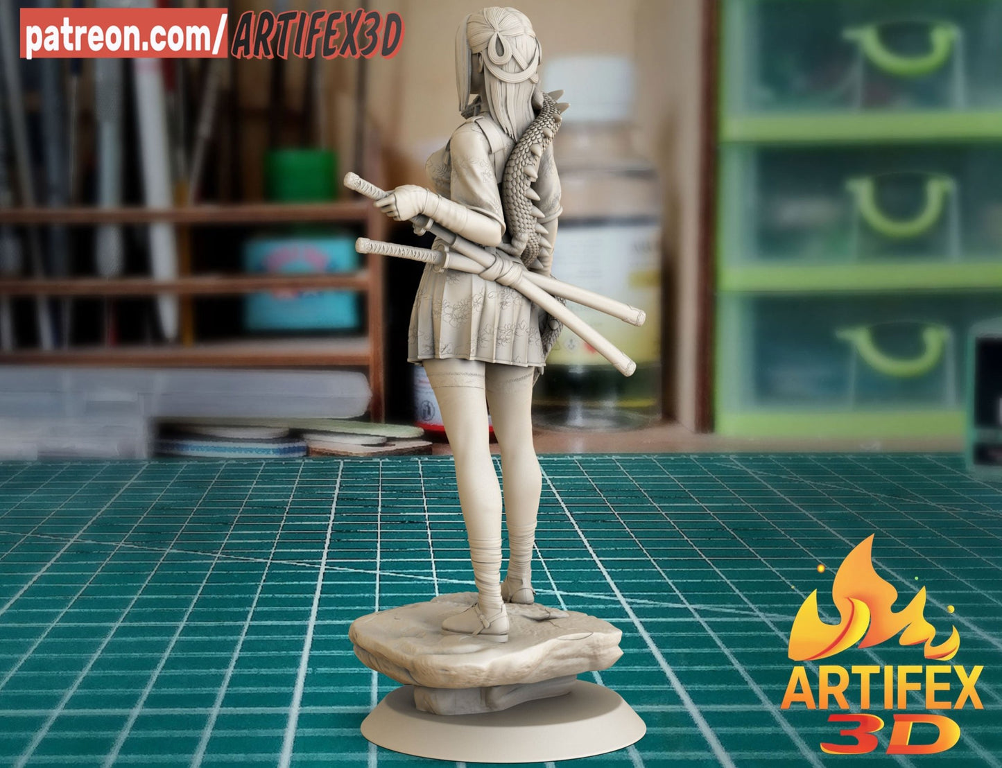 The girl and the dragon - Artifex3D - Dark Forge Arts