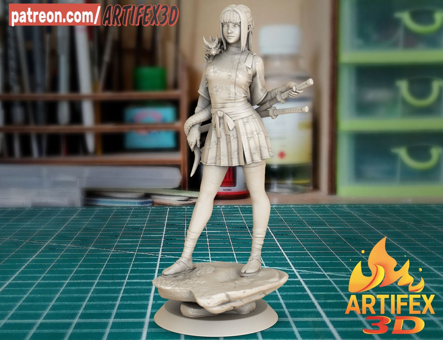 The girl and the dragon - Artifex3D - Dark Forge Arts