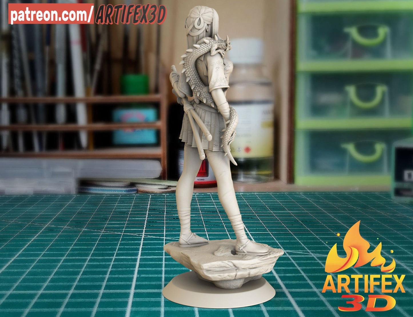 The girl and the dragon - Artifex3D - Dark Forge Arts