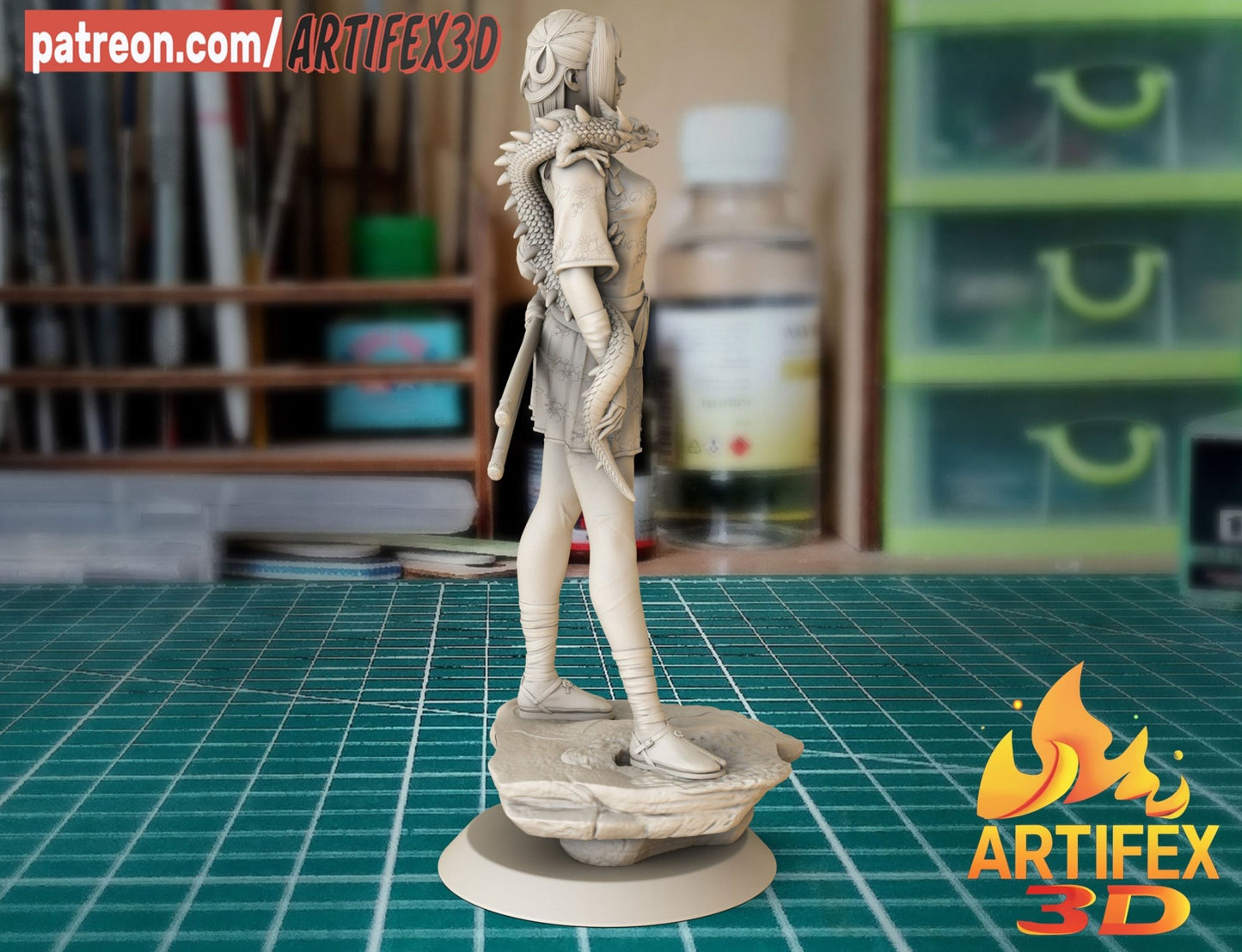 The girl and the dragon - Artifex3D - Dark Forge Arts