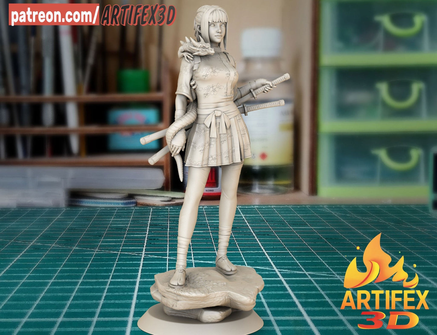 The girl and the dragon - Artifex3D - Dark Forge Arts