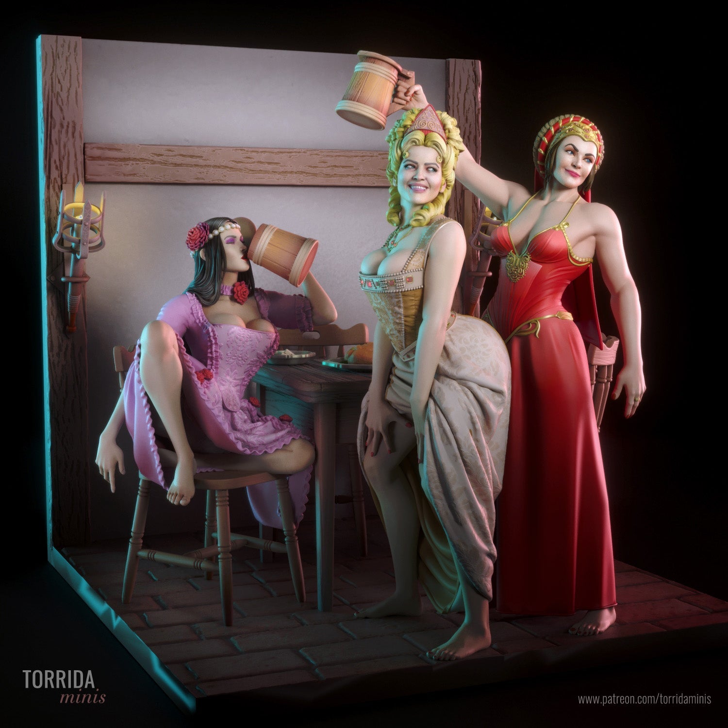Trouble Sisters Diorama - Torrida Minis - Dark Forge Arts