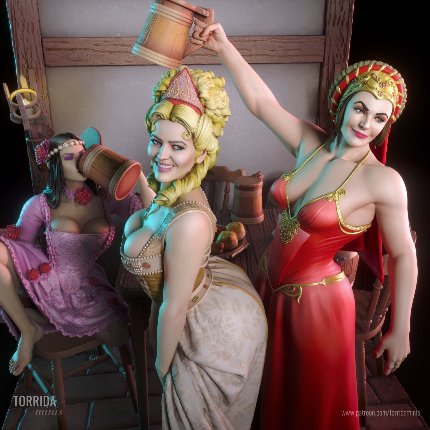 Trouble Sisters Diorama - Torrida Minis - Dark Forge Arts