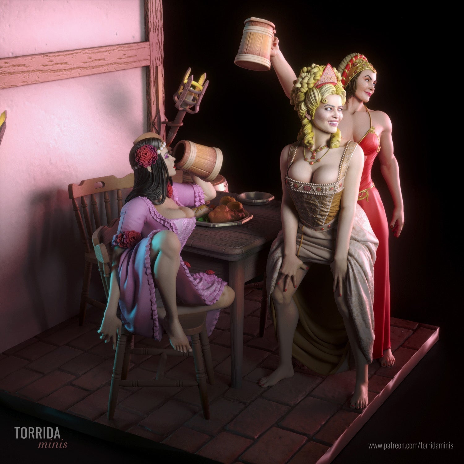 Trouble Sisters Diorama - Torrida Minis - Dark Forge Arts
