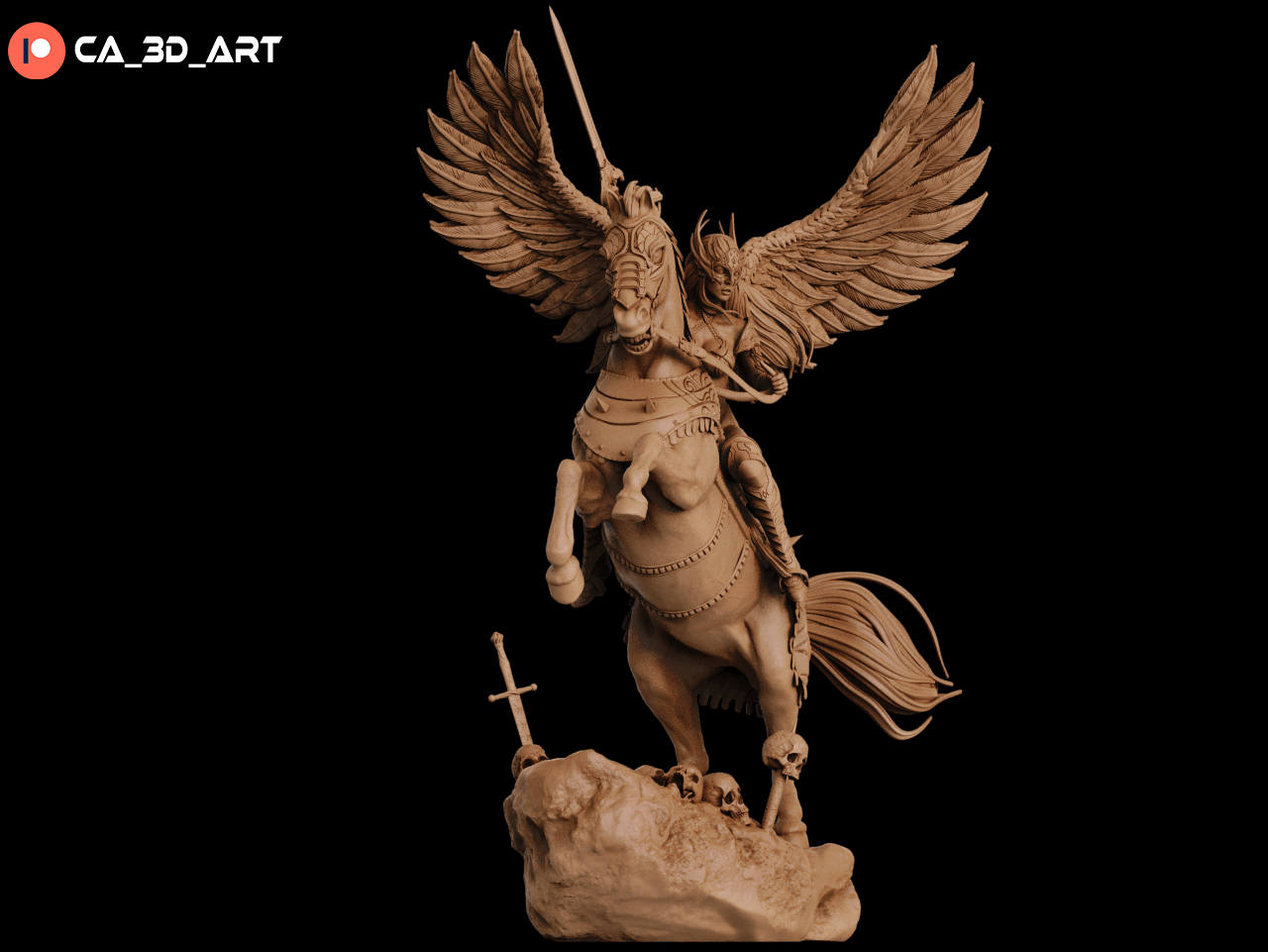 Valkyrie on horse - CA 3D Studios - Dark Forge Arts
