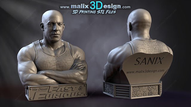 Vin Diesel Bust - Sanix3D - Dark Forge Arts