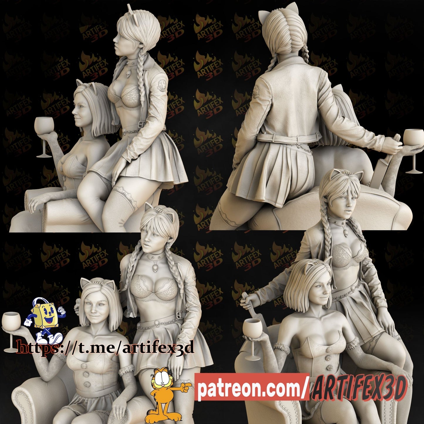 Wednesday and Enid - Artifex3D - Dark Forge Arts