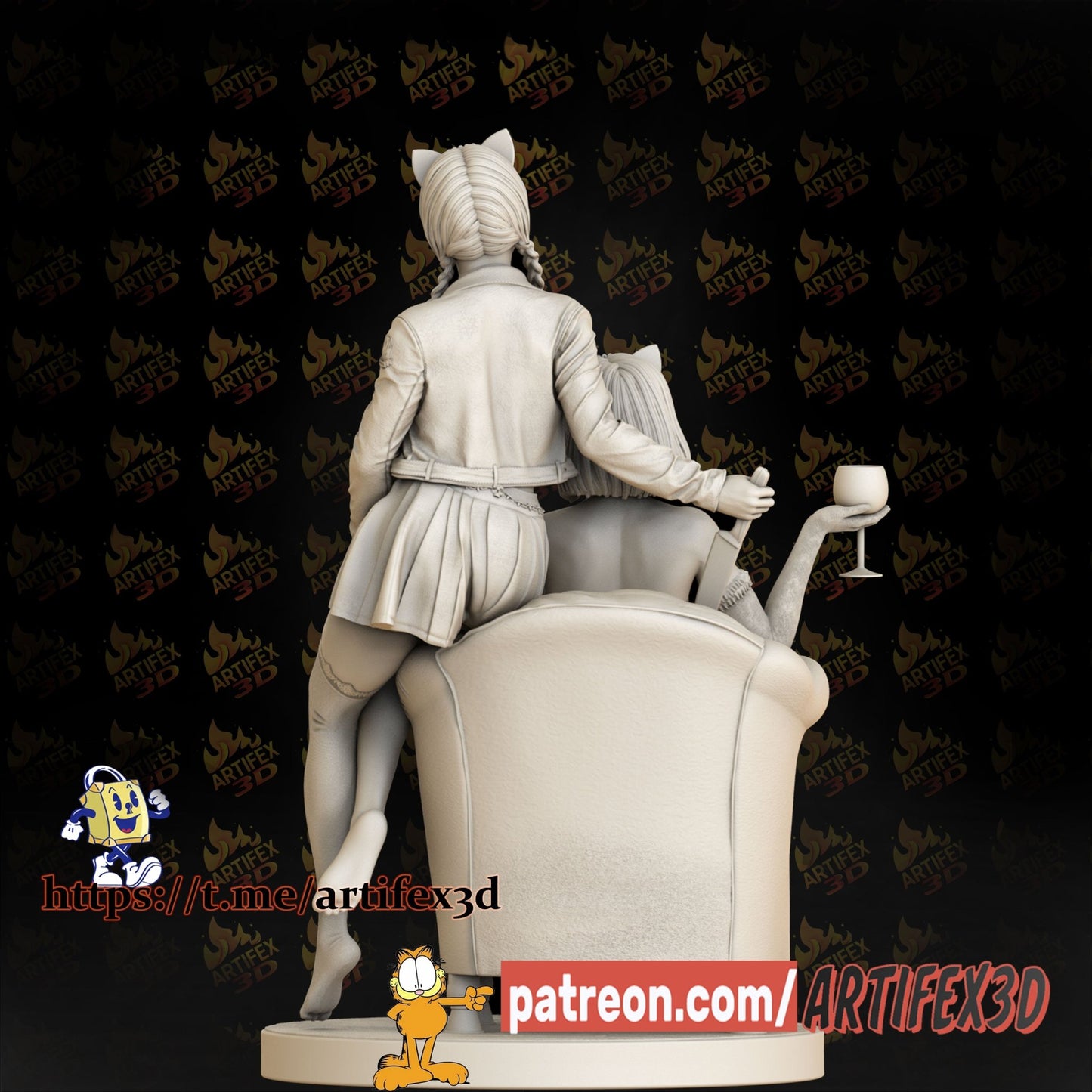 Wednesday and Enid - Artifex3D - Dark Forge Arts