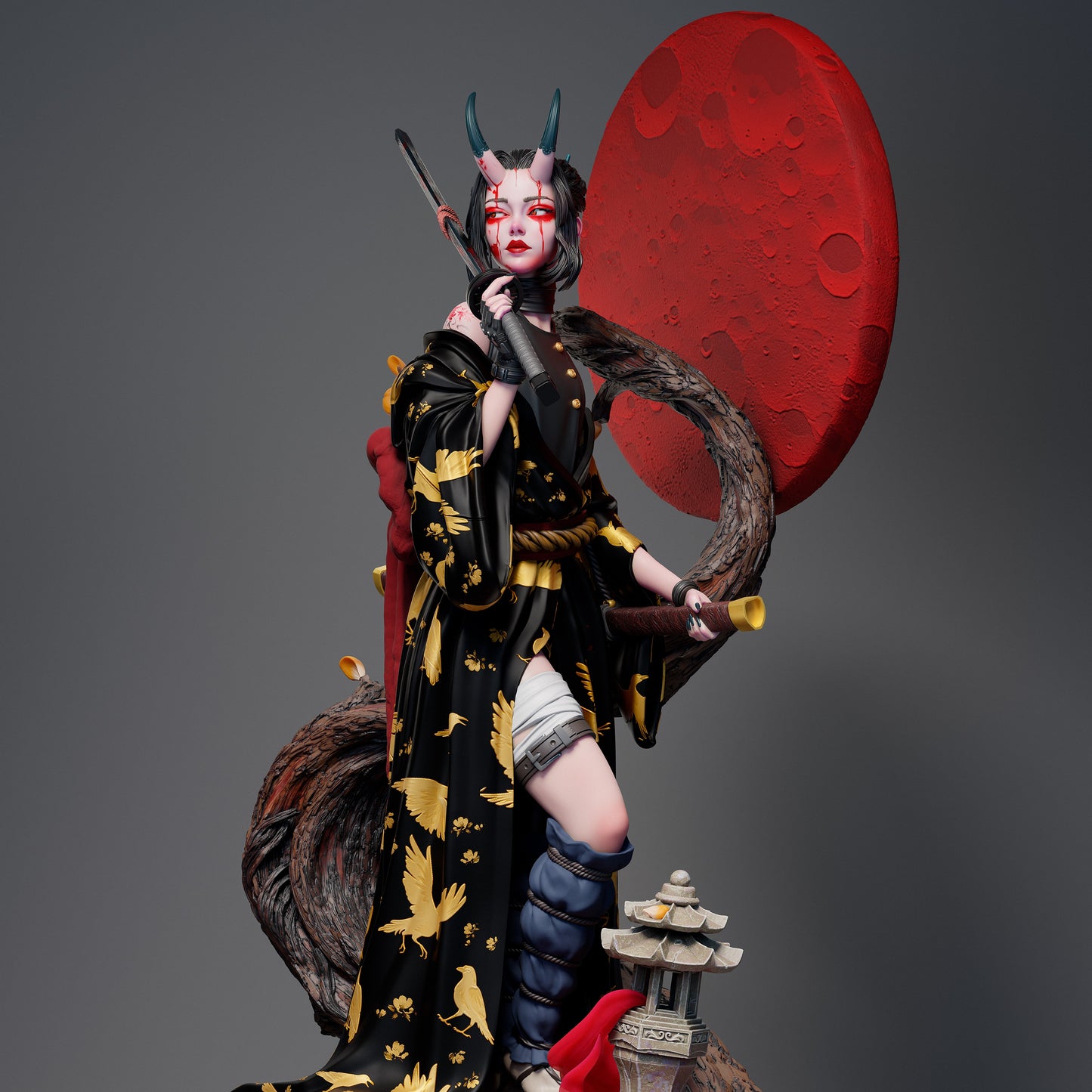 Estatua y miniatura de pin-up