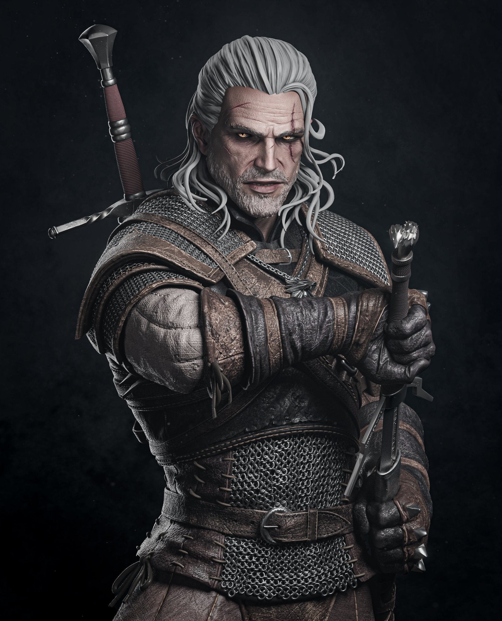 Geralt of Rivia v2 - CA 3D Studios - Dark Forge Arts