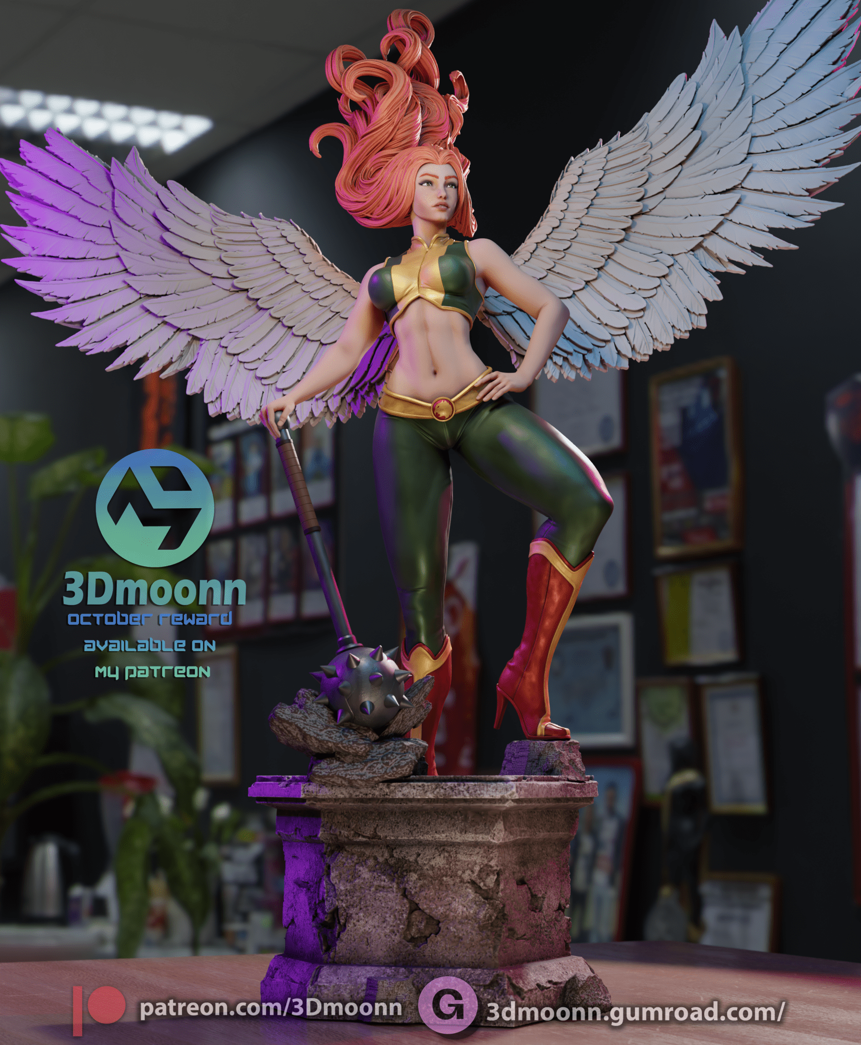 Hawkgirl - 3DMoonn - Dark Forge Arts