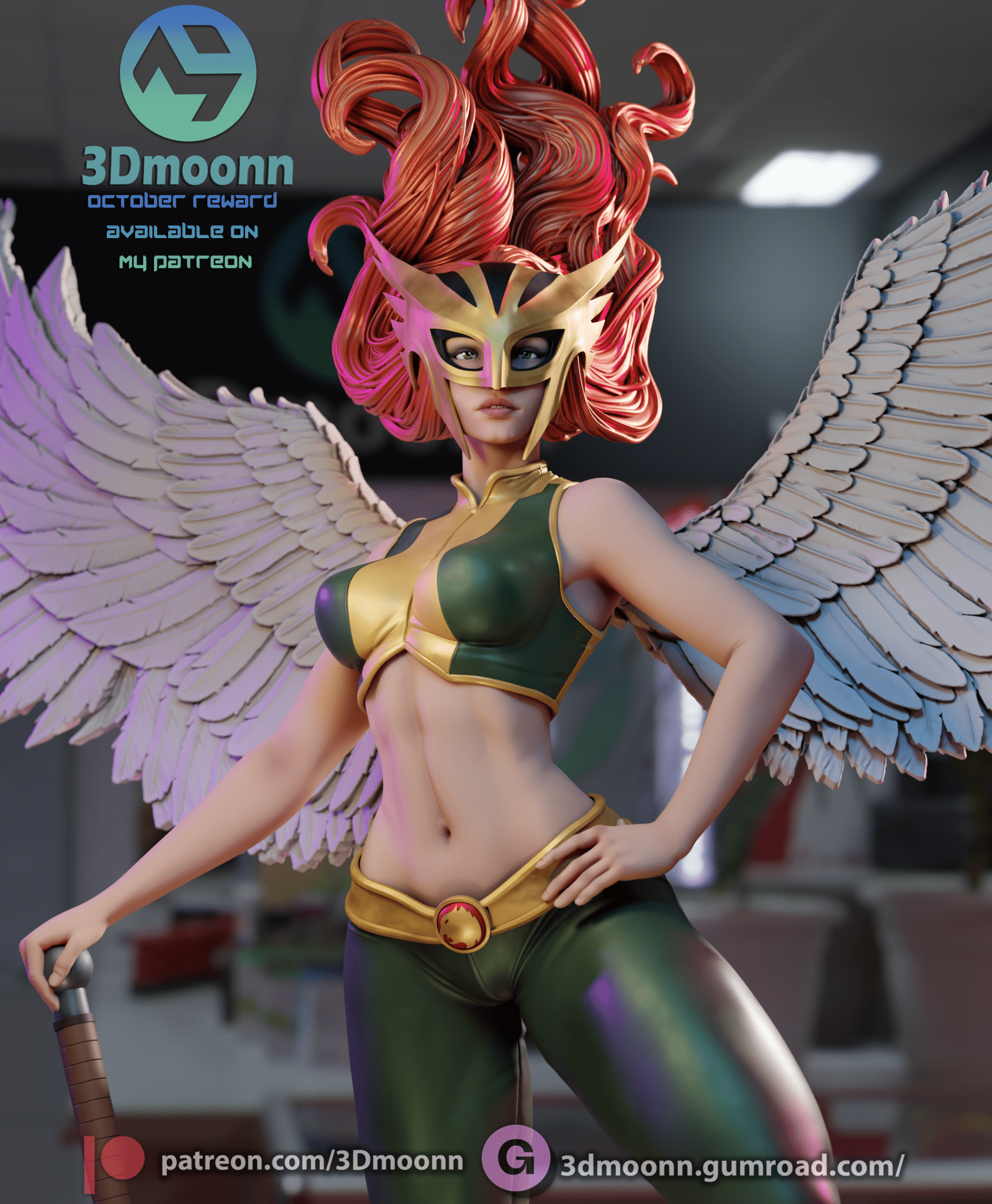 Hawkgirl - 3DMoonn - Dark Forge Arts