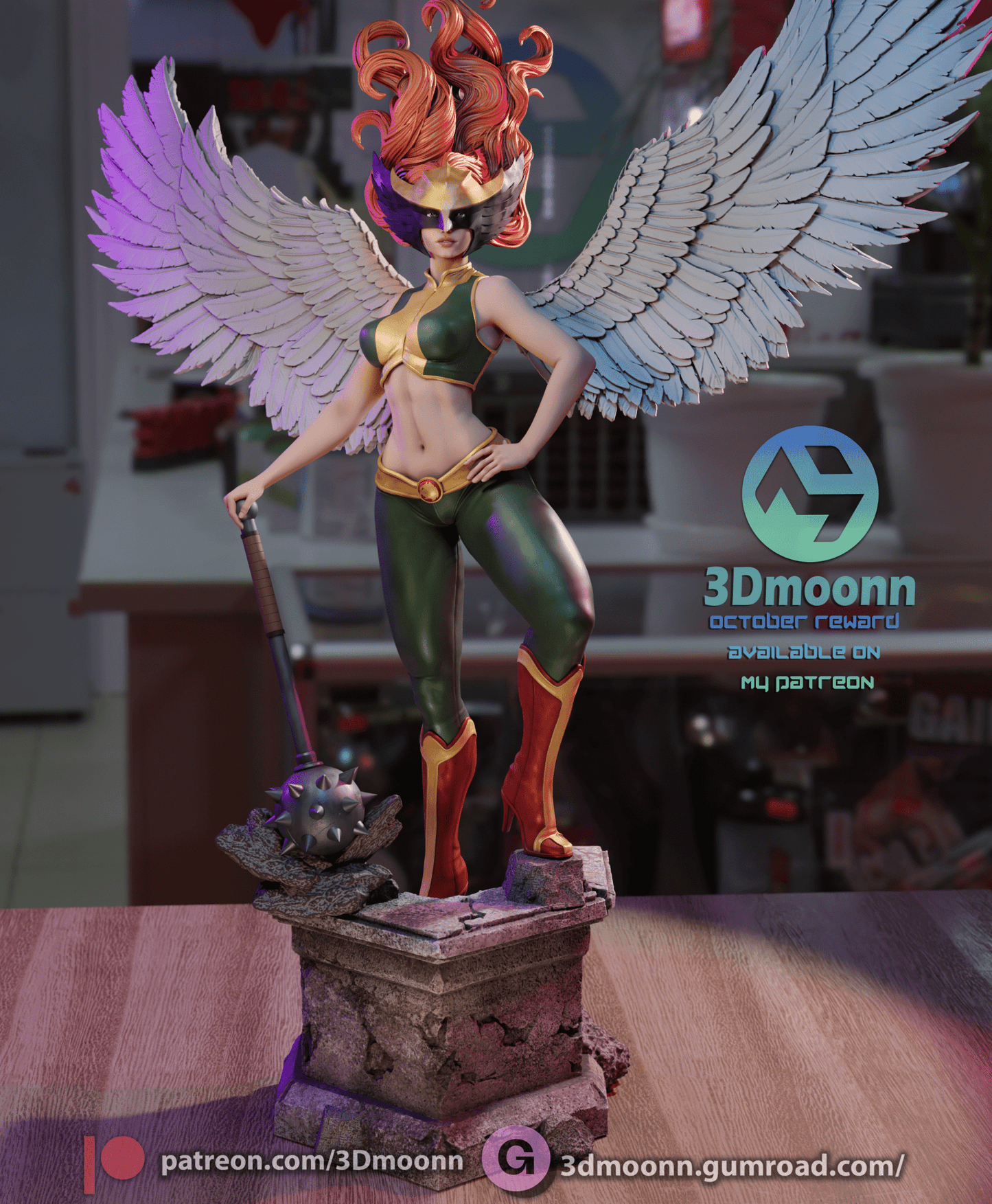 Hawkgirl - 3DMoonn - Dark Forge Arts