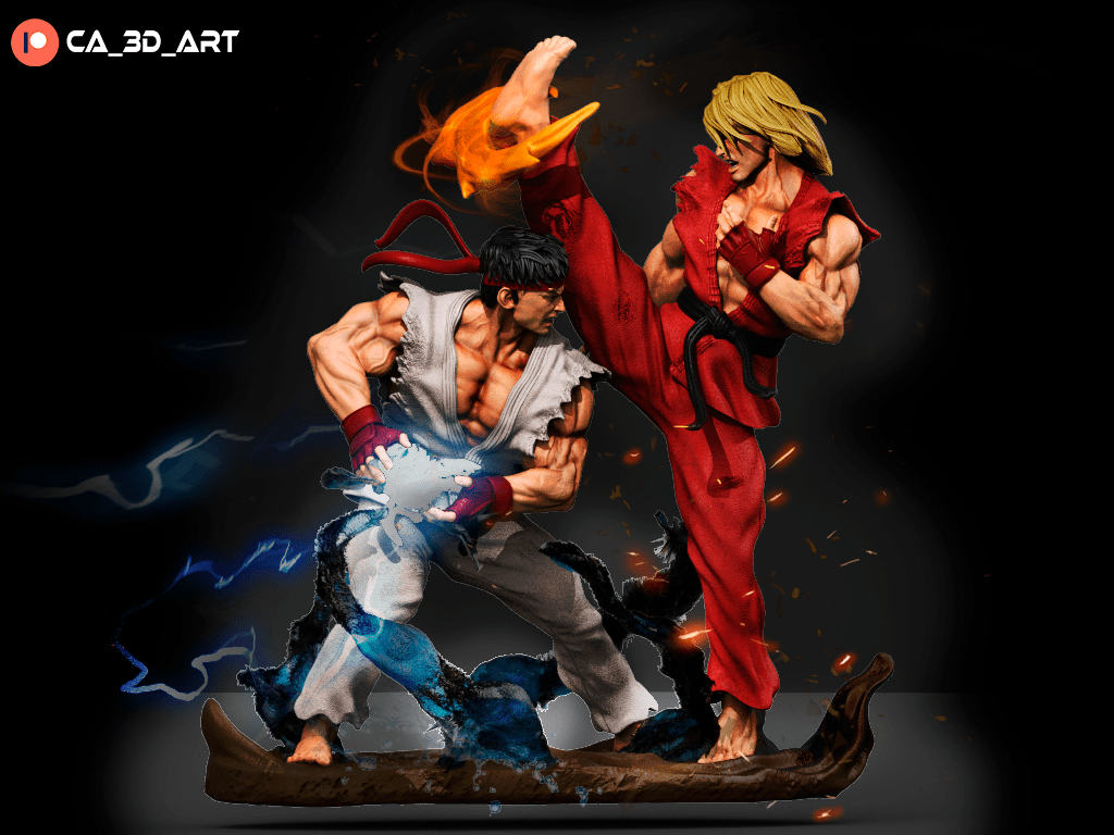 Ken and Ryu - CA 3D Studios - Dark Forge Arts