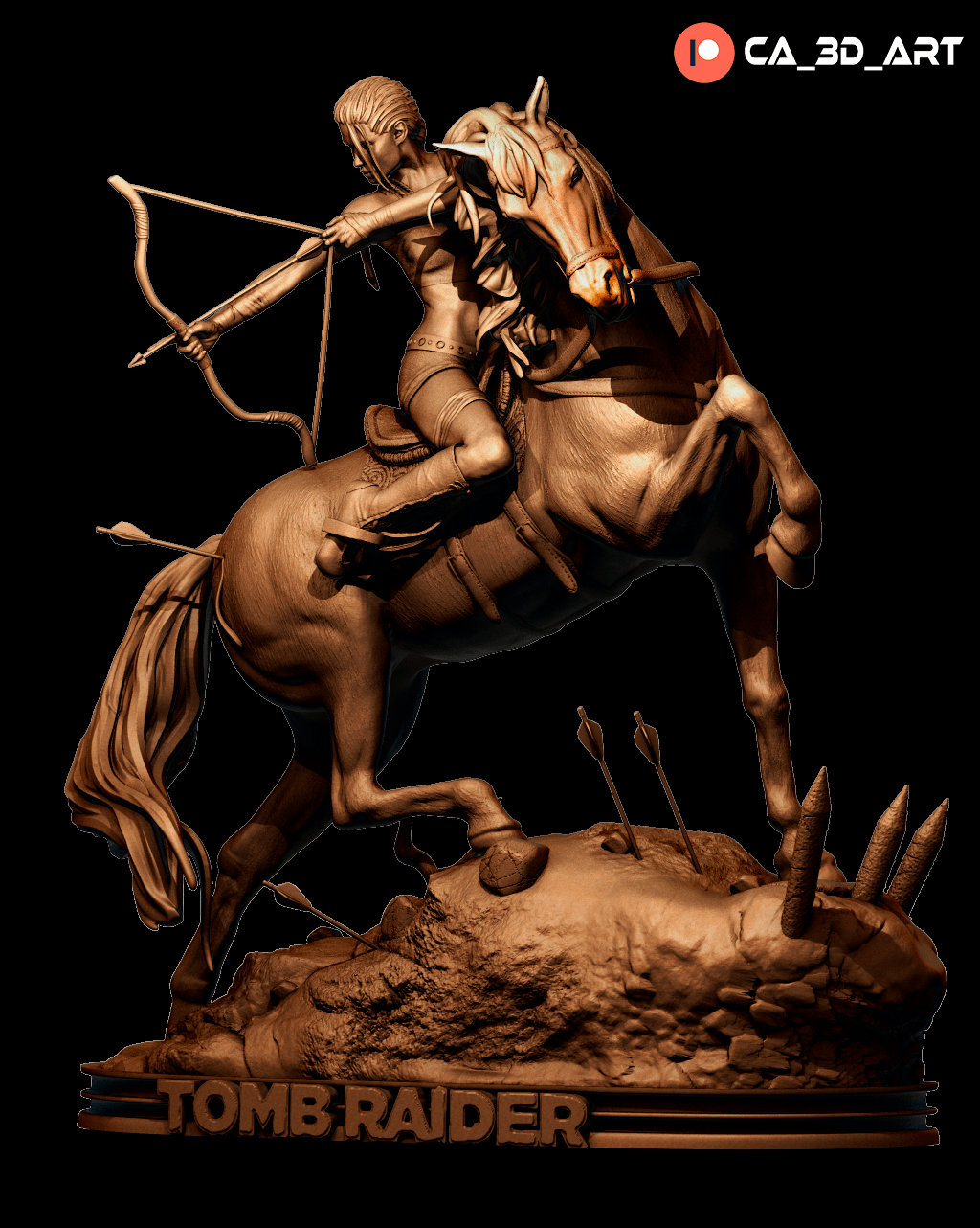 Lara Croft on Horse - CA 3D Studios - Dark Forge Arts
