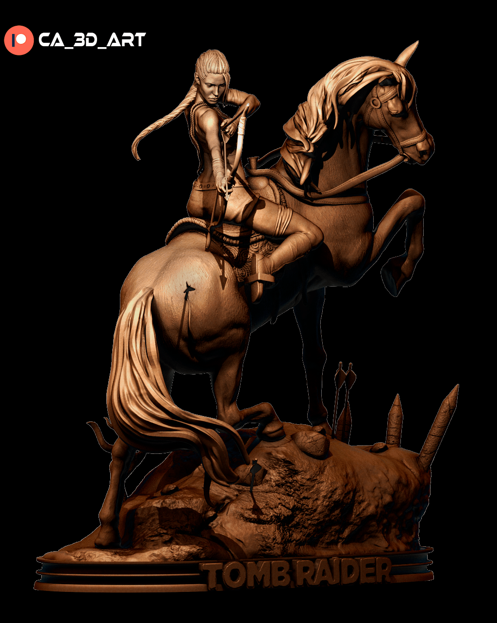 Lara Croft on Horse - CA 3D Studios - Dark Forge Arts