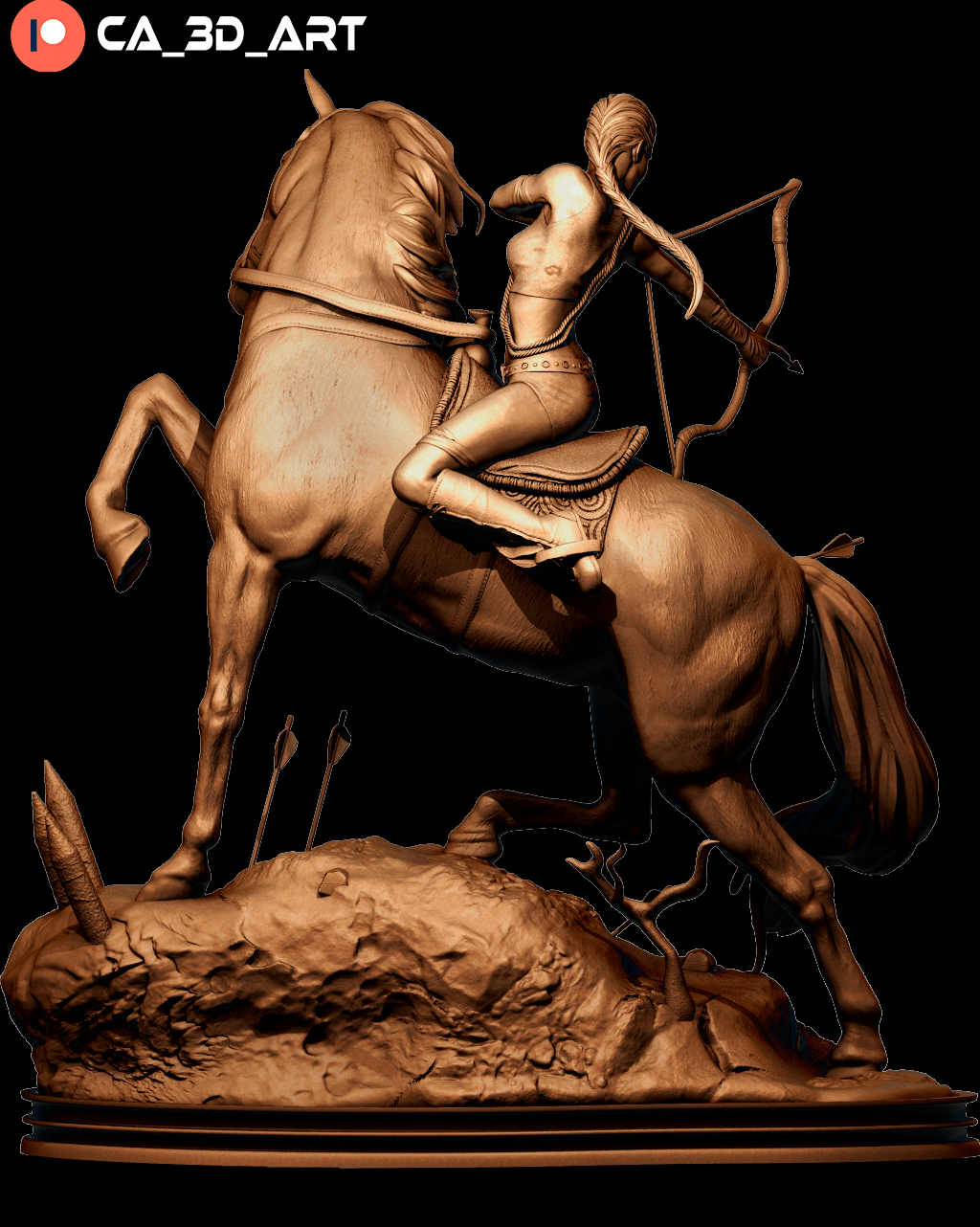 Lara Croft on Horse - CA 3D Studios - Dark Forge Arts