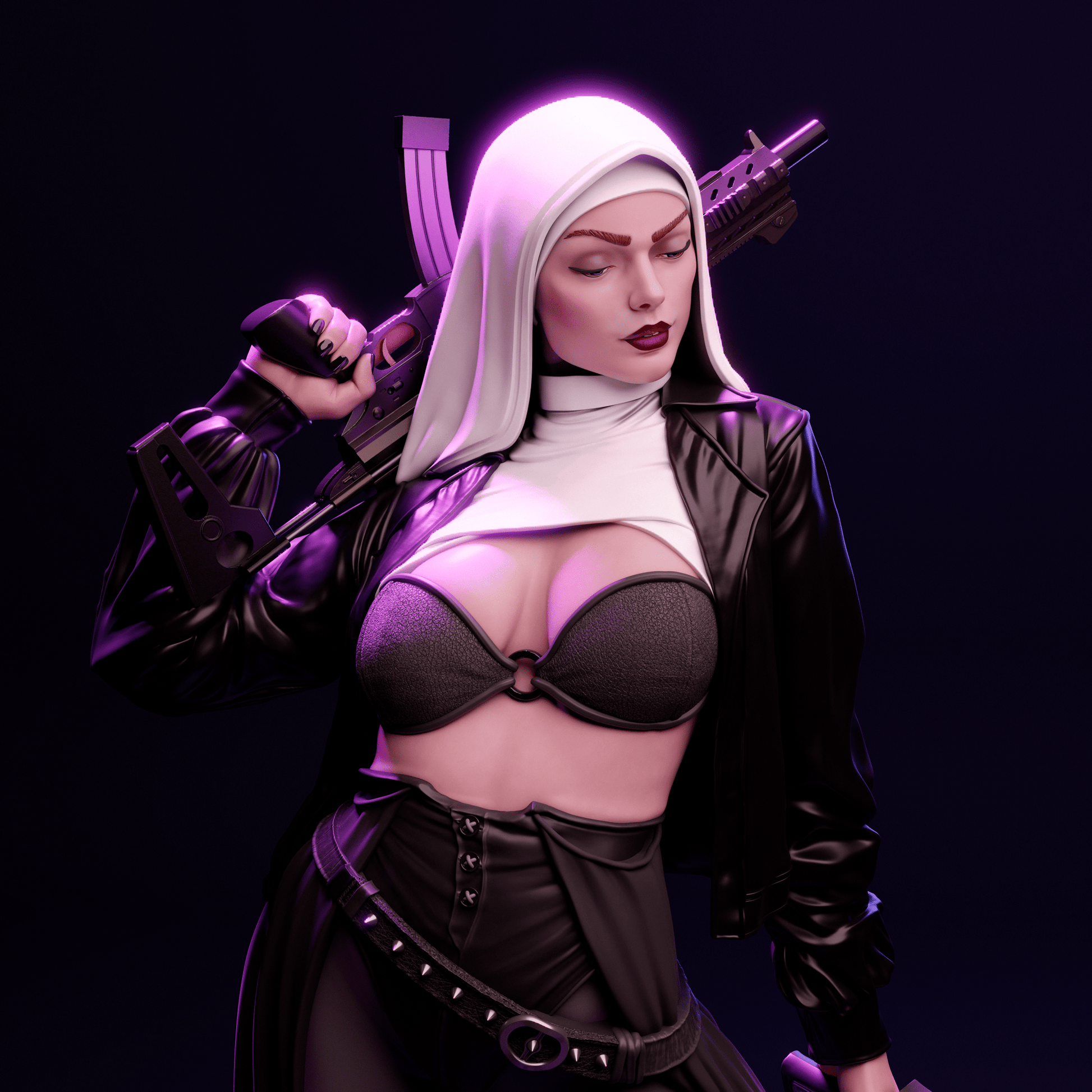 Nun with Gun - CA 3D Studios - Dark Forge Arts