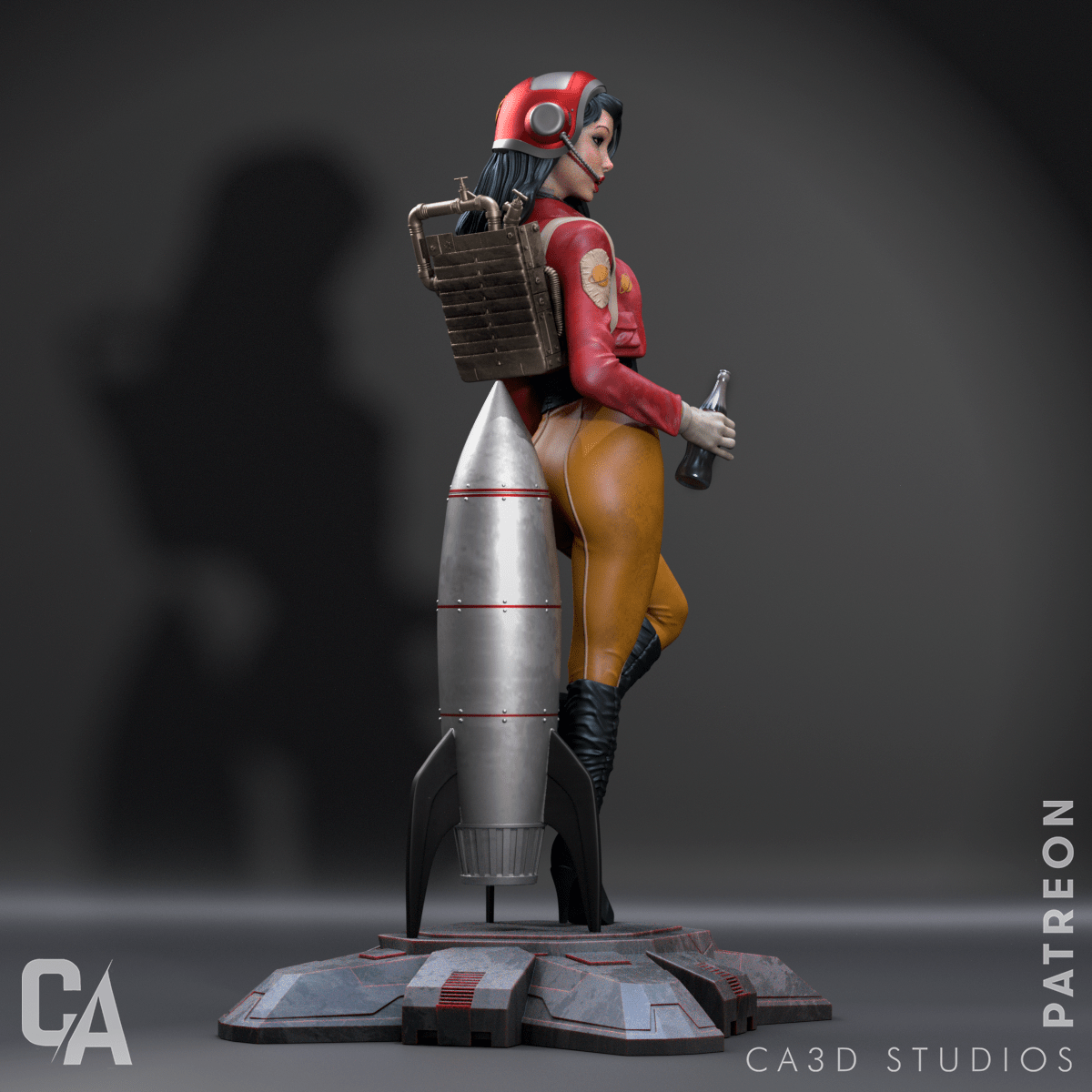Retro Pinup Astronaut - CA 3D Studios - Dark Forge Arts